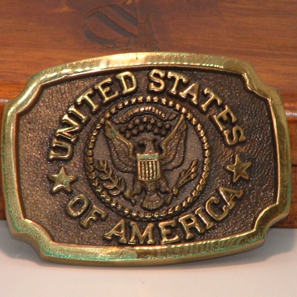 Solid Brass United States Of America Belt Buckle